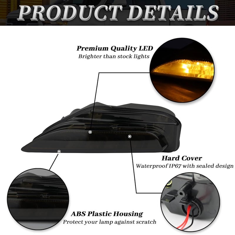 BINQIGOO Smoked Housing LED Front Bumper Fog Lamp Daytime Running Light Turn Signal Feature Compatible with Infiniti Q50 2014-2023 Q70 2014-2019 White/Amber Light Accessories - Image 4